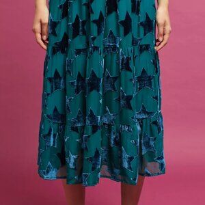 Anthropologie Women's Green and Blue Skirt